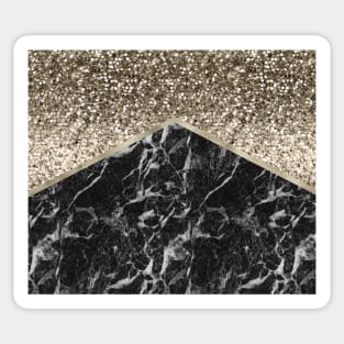 Shimmering golden chevron black marble Sticker